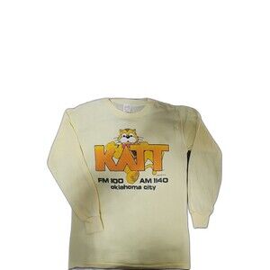 vtg 70s KATT ROCK 100.5 FM OKLAHOMA CITY RADIO STATION Long Sleeve tshirt SMALL